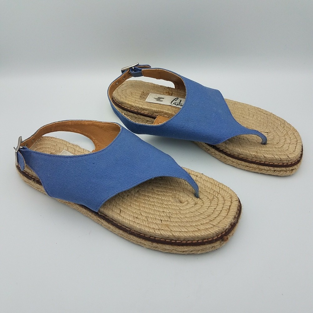 Castaner Denim Platform Sandals Espadrilles Thong Blue Womens Slingback 6.5 / 37